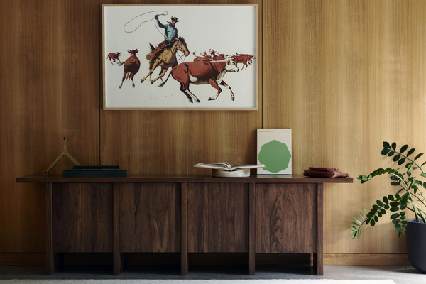 Solid walnut credenza in a beautiful room setting